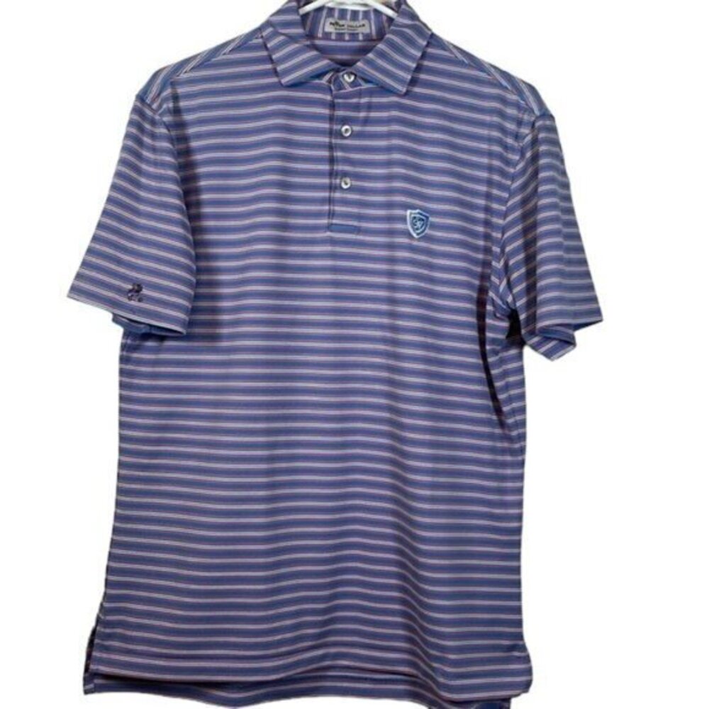 Peter Millar Golf Performance Stripe Blue Pullover Shirt Size Large #7330